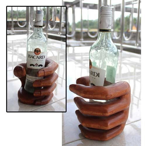 Wooden Hand Wine Bottle Holder